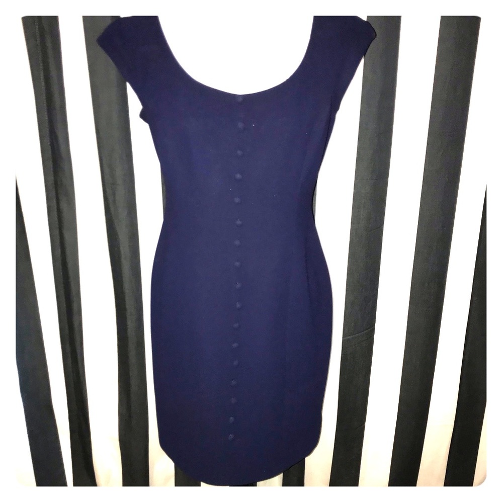 Laundry by Shelli Segal Navy Cap Sleeve Dress EUC